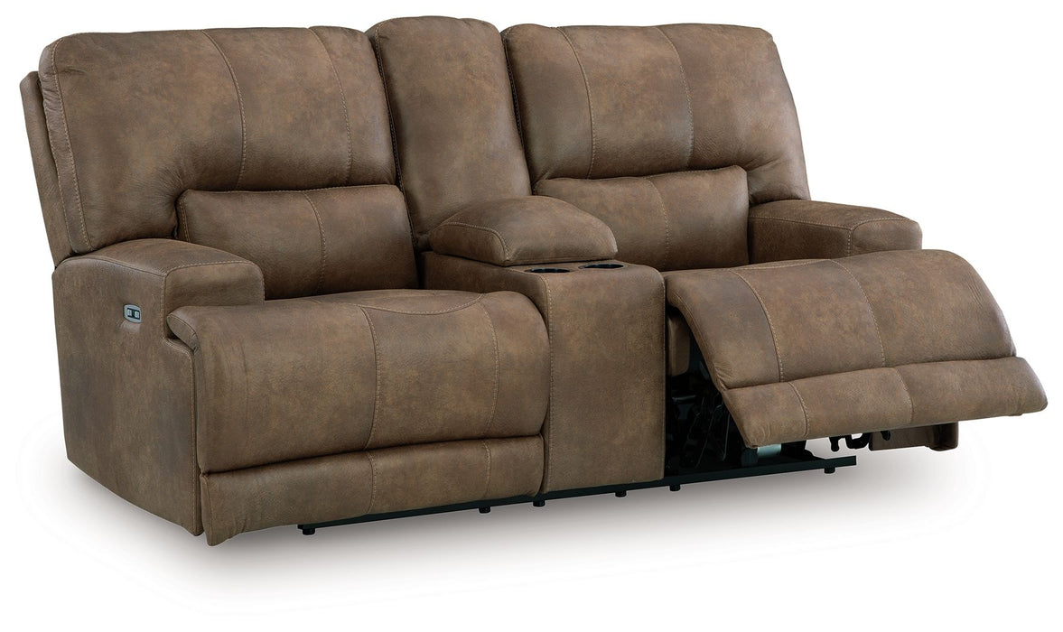 Beckley Place - Earth - Power Reclining Loveseat With Console / Adjustable Headrest - Simple Home Plus