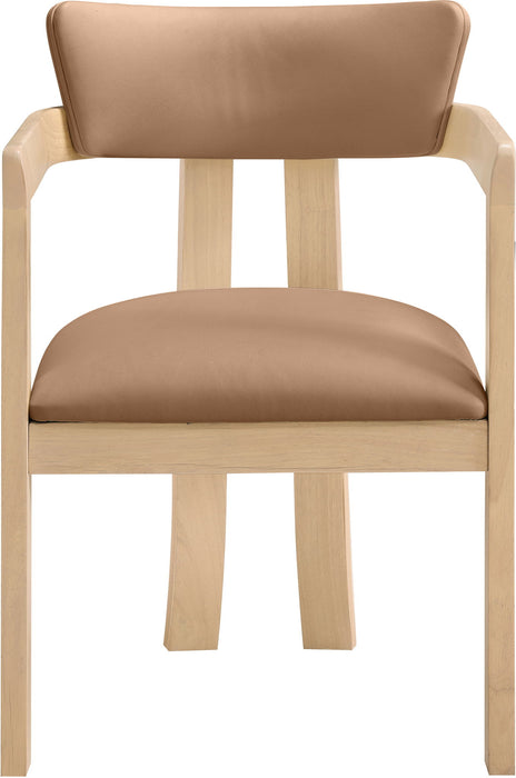 Lavrin - Vegan Leather Dining Arm Chair (Set of 2) - Natural Base - Simple Home Plus