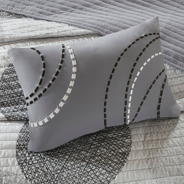 Knowles - Twin Complete Reversible Coverlet And Sheet Set - Gray - Simple Home Plus