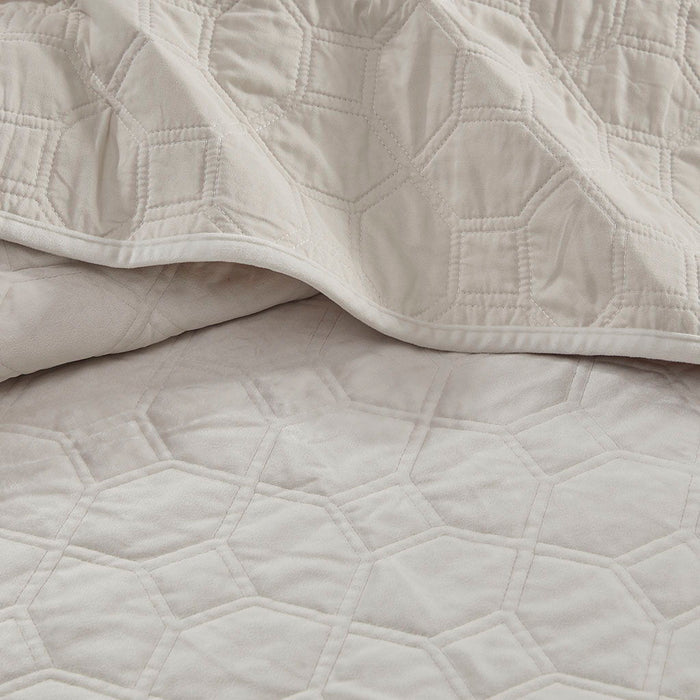 Harper - King Reversible 3 Piece Coverlet Set - Ivory - Simple Home Plus