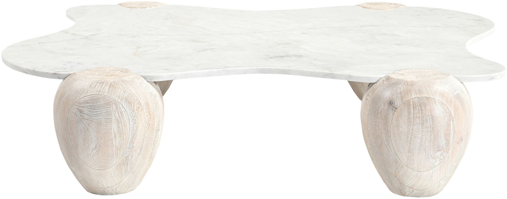 Liona - Marble And Acacia Wood Coffee Table - Simple Home Plus
