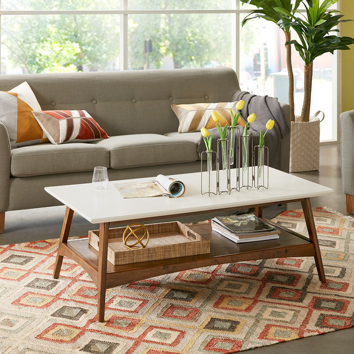 Parker - Coffee Table - Off-White / Pecan - Simple Home Plus