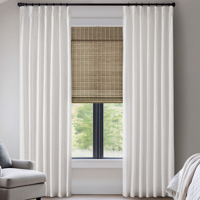 Emery - 40*102" 300GSM Poly Linen With 7 Pinch Pleat Per Piece - White - Simple Home Plus