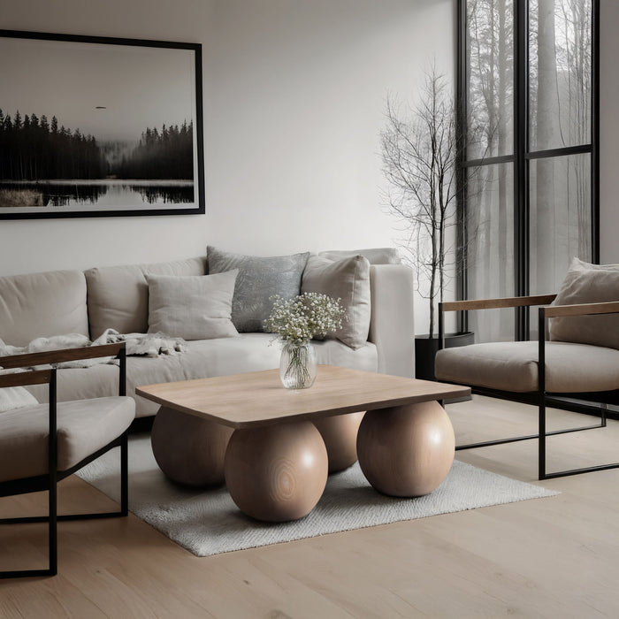 Fitch - Oak Veneer Coffee Table - 4 Legs - Simple Home Plus