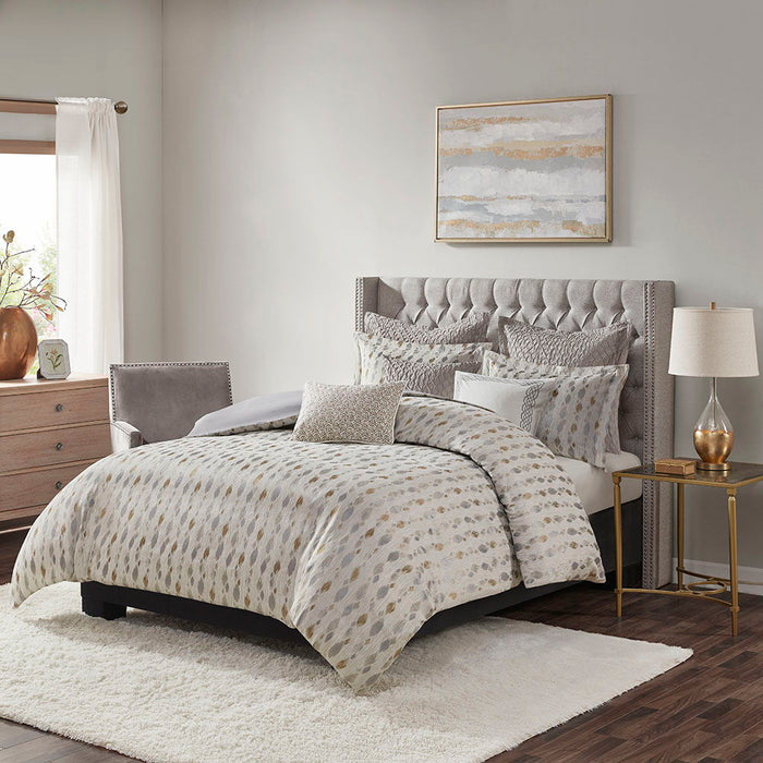 Sanctuary - King Comforter King 9 Piece Set - Taupe / Gold - Simple Home Plus
