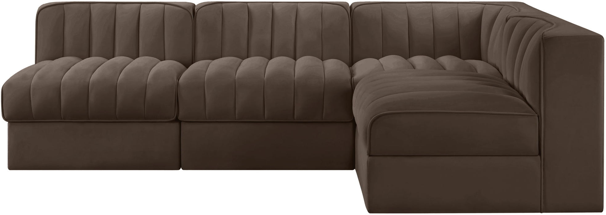 Rummi - Armless Velvet Performance Fabric Upholstered 4 Piece Modular Sectional - Simple Home Plus