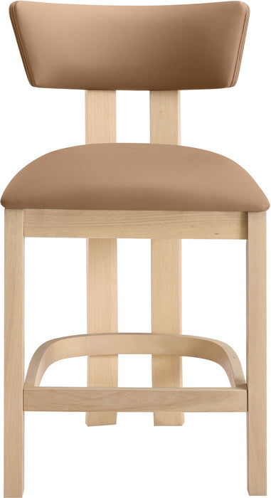 Lavrin - Vegan Leather Counter Stool (Set of 2) - Natural Base - Simple Home Plus