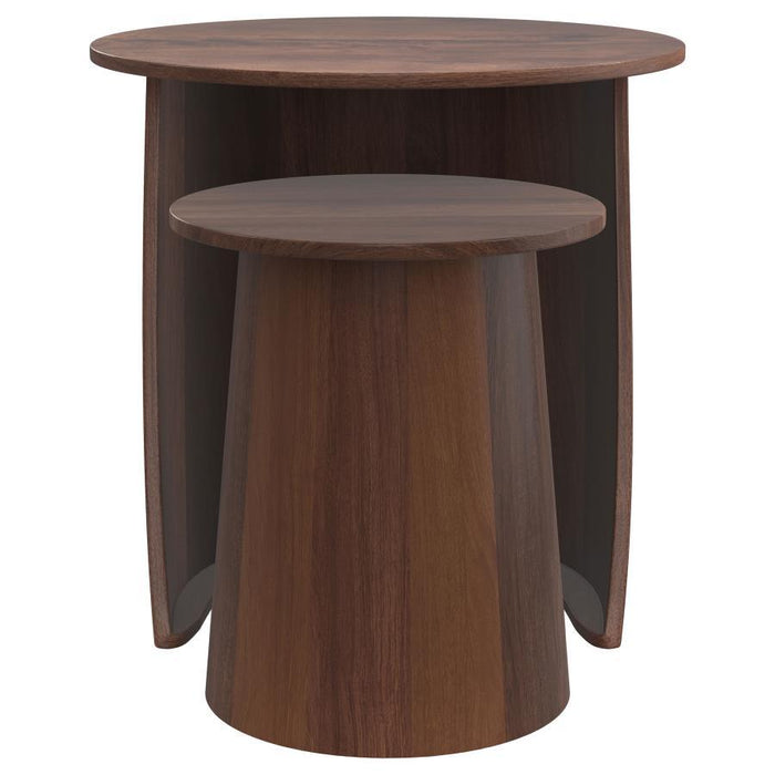 Yency - 2 Piece Round - Mango Wood Nesting Table Set - Dark Brown - Simple Home Plus
