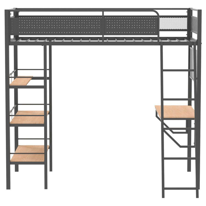 Campus - 3-Shelf Metal Twin Workstation Loft Bed - Simple Home Plus