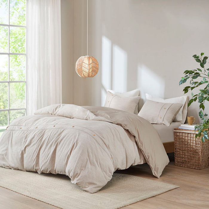 Dover - 3 Piece Organic Oversized Duvet Cover Set - Natural - Simple Home Plus