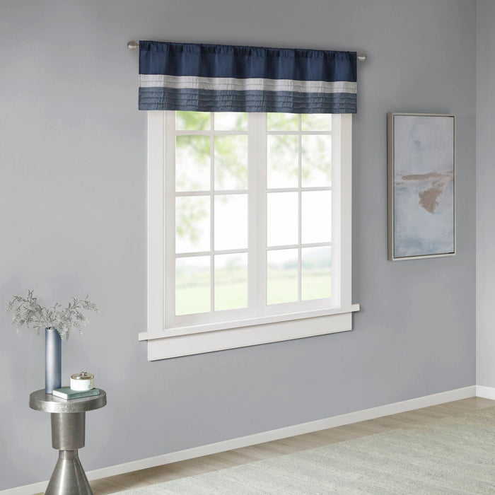 Amherst - Polyoni Pintuck Window Valance - Navy - Simple Home Plus
