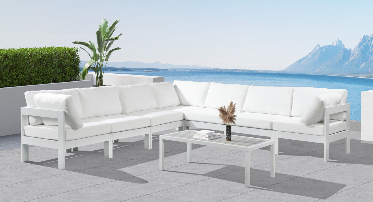 Nizuc - Outdoor Patio 7 Piece Modular Sectional With White Frame - Simple Home Plus