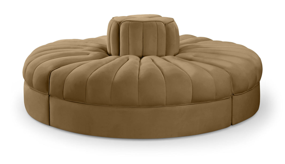 Rummi - Round Velvet Performance Fabric Upholstered 4 Piece Modular Sofa - Simple Home Plus