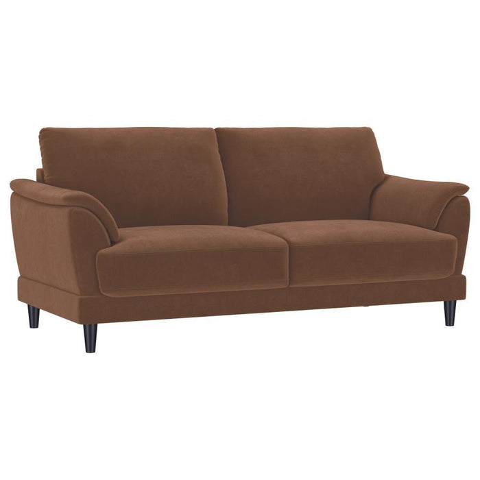 Selma - Velvet Upholstered Crescent Arm Sofa - Rust - Simple Home Plus