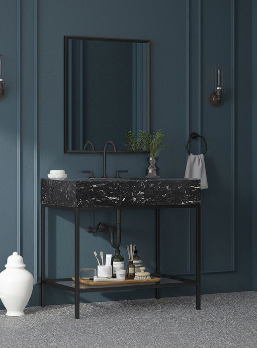 Marmo - Engineered Marble Bathroom Vanity With Black Base - Simple Home Plus