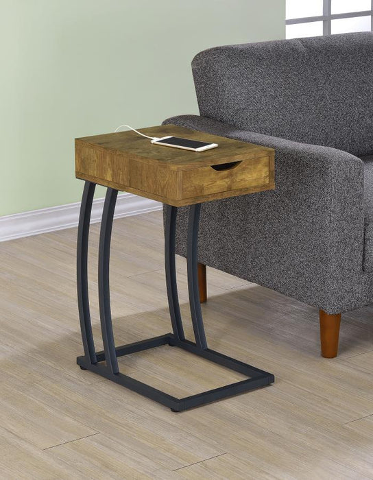 Troy - 1-Drawer C-Shaped Side Table Power Outlet - Simple Home Plus