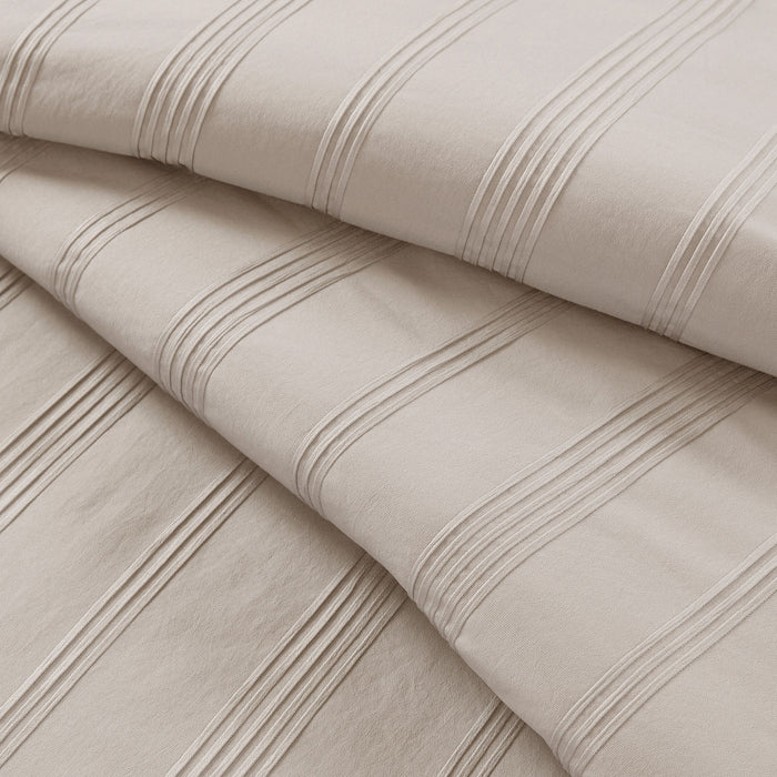 Logan - Twin/Twin Long Striped Comforter Set - Neutral - Simple Home Plus