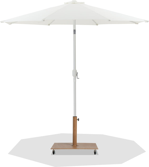 Fiji - Aluminum Patio Umbrella With Square Teak And White Base - Simple Home Plus