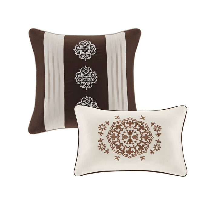 Zara - California King 16 Piece Complete Bedding Set With 2 Sheet Sets - Brown - Simple Home Plus