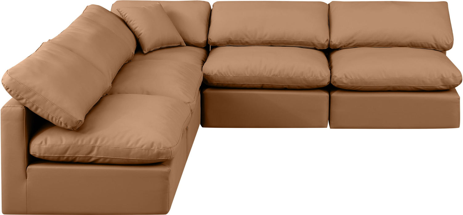 Indulge - Faux Leather 5 Piece Modular Corner Armless Sectional - Simple Home Plus
