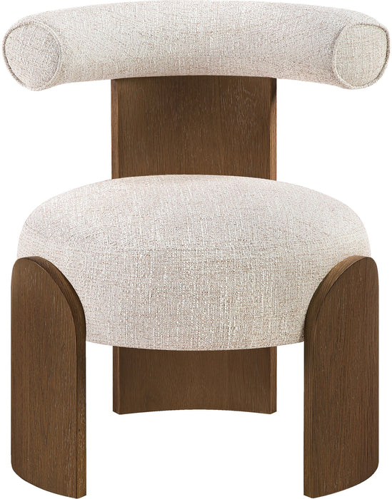 Calder - Linen Textured Fabric Upholstered Accent Chair - Painted Brown Base - Simple Home Plus