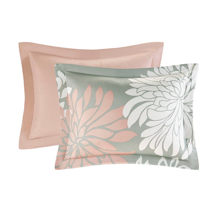 Maible - Twin Complete Comforter And Sheet Set - Blush / Gray