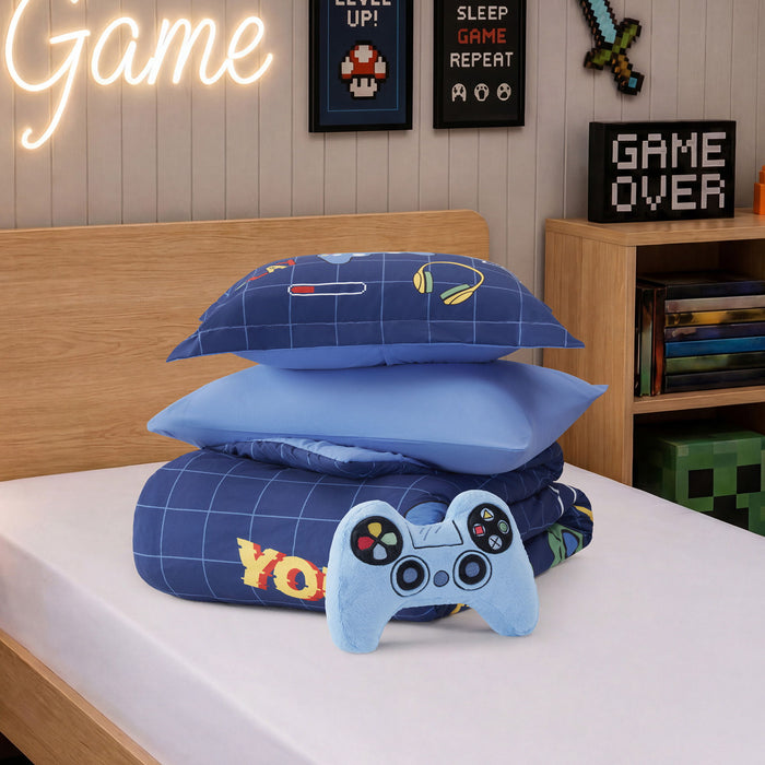 Game - Twin Comforter Set - Navy
