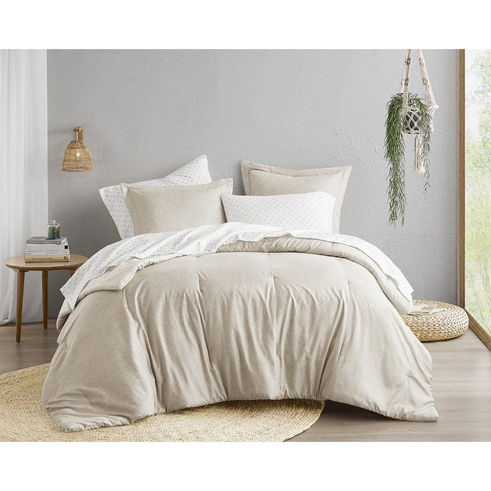 Camden - King Chambray Print Microfiber Comforter Set With Bed Sheets - Neutral - Simple Home Plus