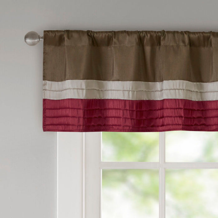 Amherst - Polyoni Pintuck Window Valance - Red - Simple Home Plus