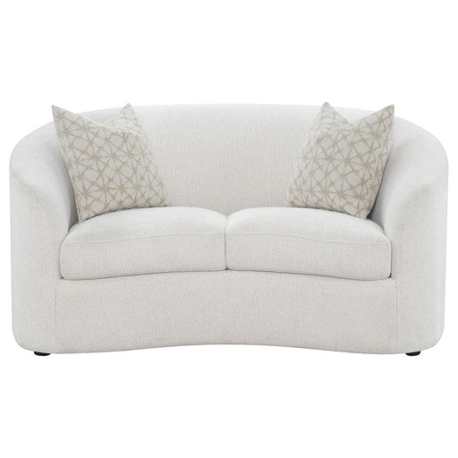Rainn - Boucle Upholstered Sloped Arm Loveseat - Latte - Simple Home Plus