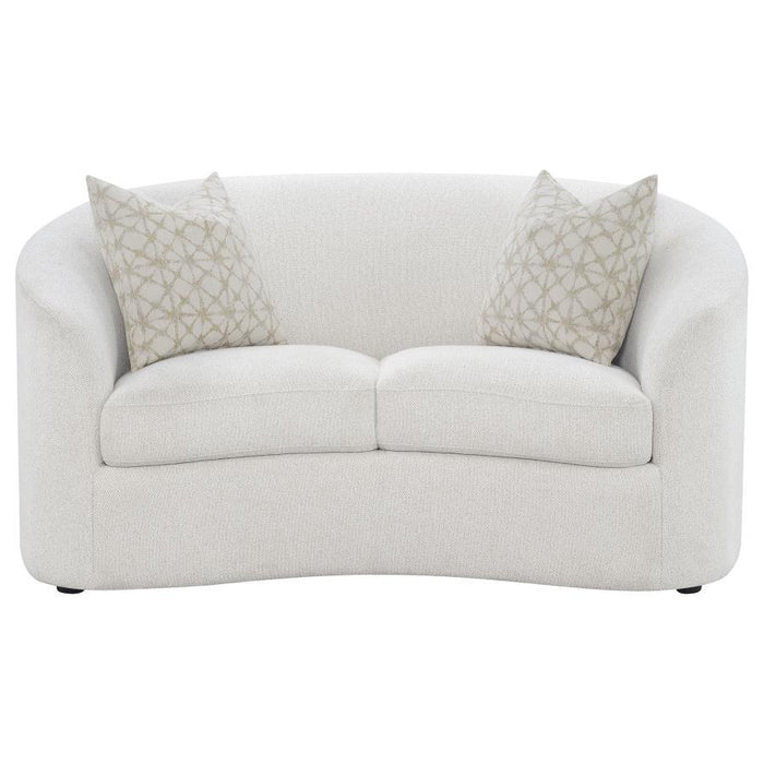 Rainn - Boucle Upholstered Sloped Arm Loveseat - Latte - Simple Home Plus