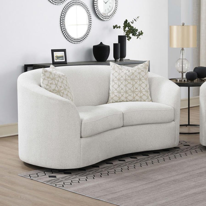 Rainn - Boucle Upholstered Sloped Arm Loveseat - Latte - Simple Home Plus