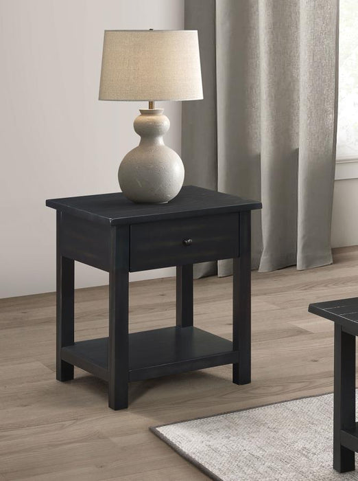 Payne - 1 Drawers Wood End Table with Shelf - Simple Home Plus