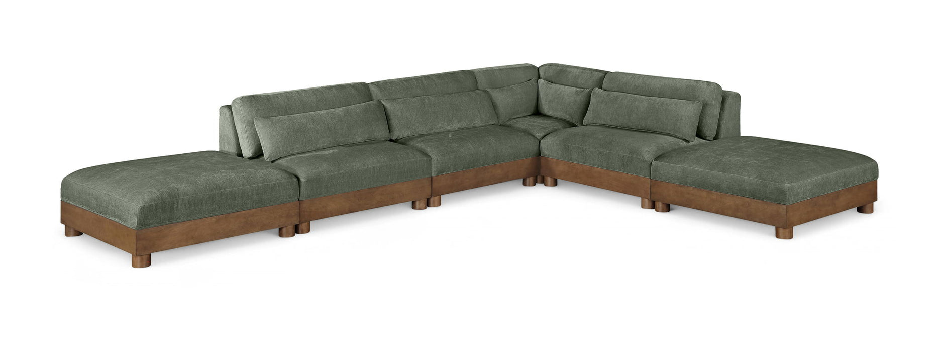 Turin - Chenille Fabric Upholstered Modular Sectional - Green - Simple Home Plus
