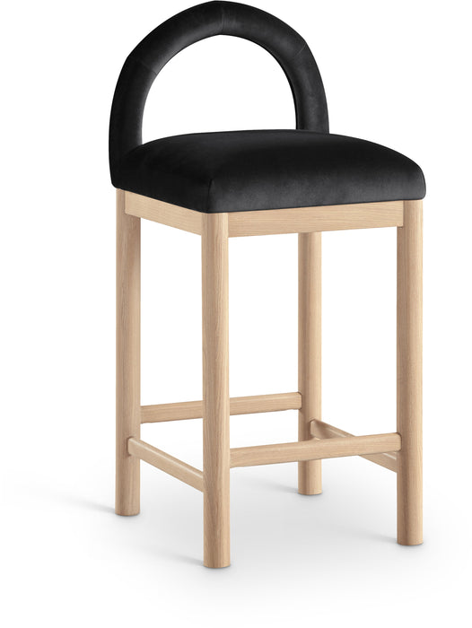 Conrad - Velvet Counter Stool With Natural Legs - Simple Home Plus