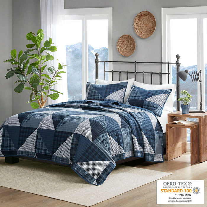Olsen - King Oversized Quilt Mini Set - Blue - Simple Home Plus