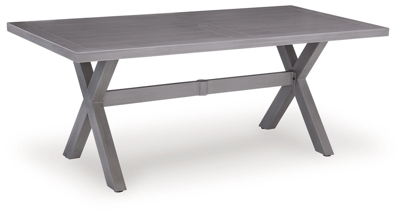 Half Moon Beach - Rectangular Dining Table With Umbrella Option - Gray - Simple Home Plus