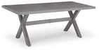 Half Moon Beach - Rectangular Dining Table With Umbrella Option - Gray - Simple Home Plus