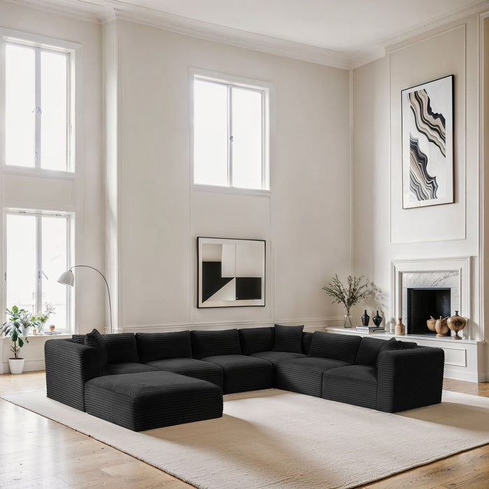 Shaggy - 7 Piece Modular U-Shaped Sectional With Ottoman - Simple Home Plus