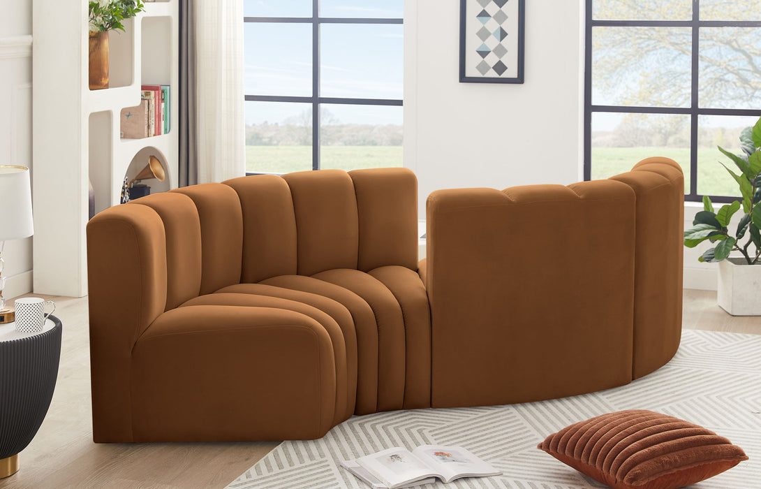Arc - Velvet 4 Piece Curved Modular Sofa - Saddle - Simple Home Plus