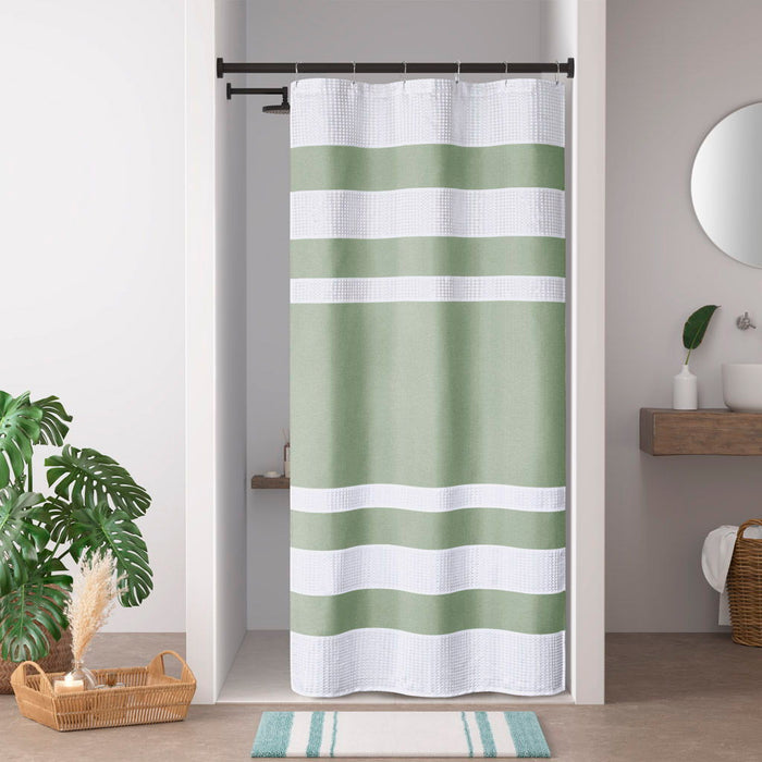 Spa Waffle - 36" x 72'' Shower Curtain With 3M Treatment - Sage Green - Simple Home Plus