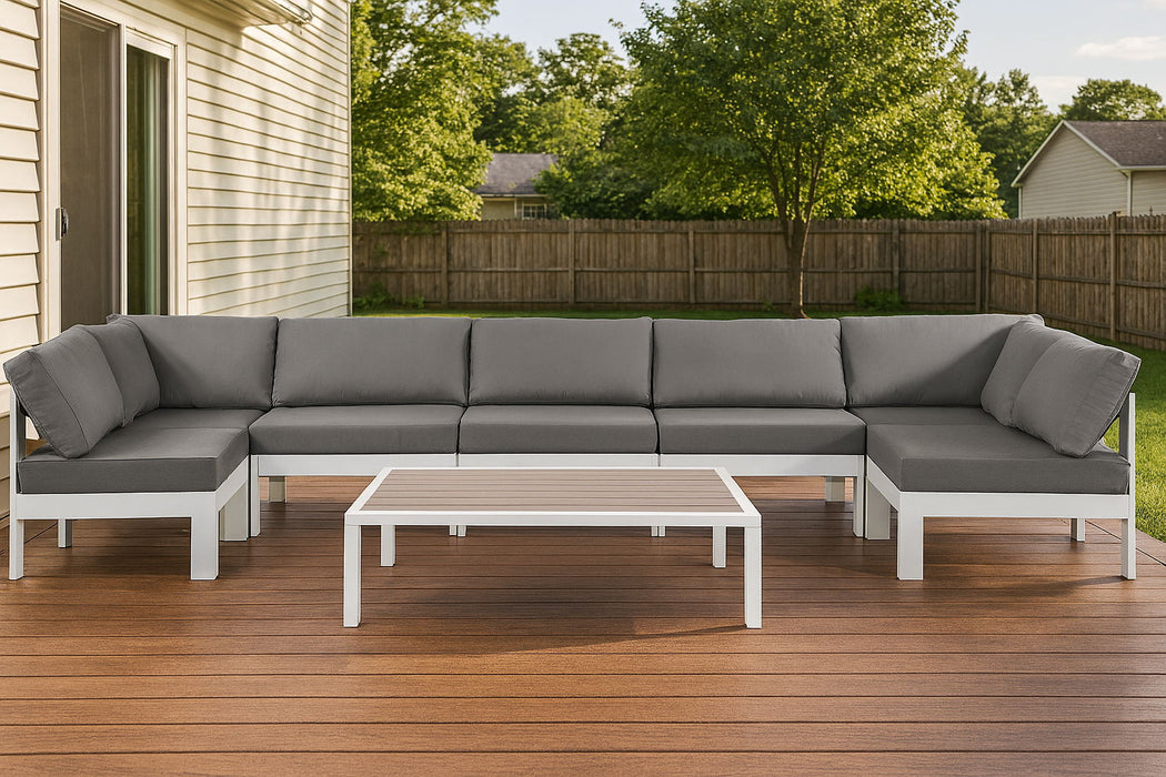Nizuc - Outdoor Patio 7 Piece Modular Sectional With White Frame - Simple Home Plus