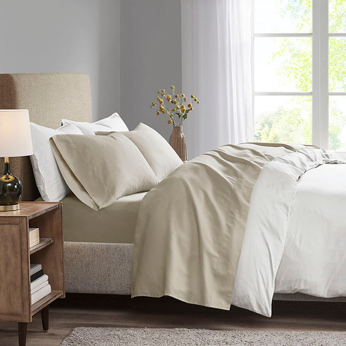 King All Season Moisture Wicking Lightweight Sheet Set - Khaki - Simple Home Plus