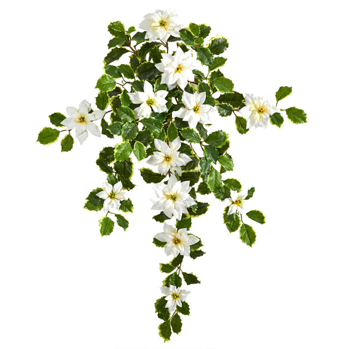 30" Poinsettia and Holly Plant (Set of 2) (Real Touch)