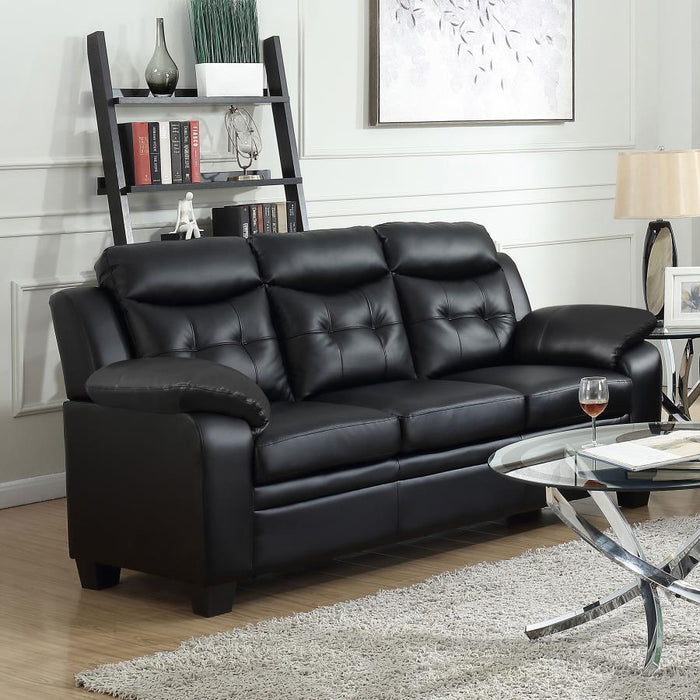 Finley - Upholstered Padded Arm Tufted Sofa - Black - Simple Home Plus