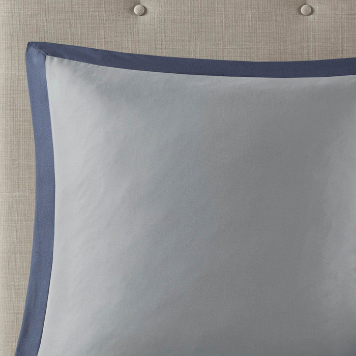 Powell - California King Embroidered Comforter (Set of 8) - Navy - Simple Home Plus