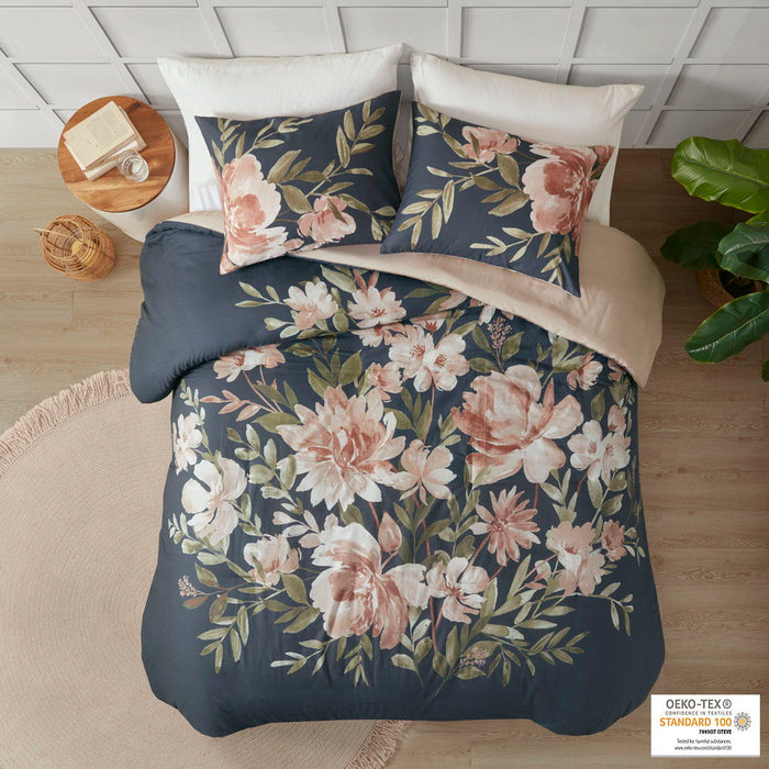 Camillia - King 3 Piece Duvet Cover Set - Navy - Simple Home Plus