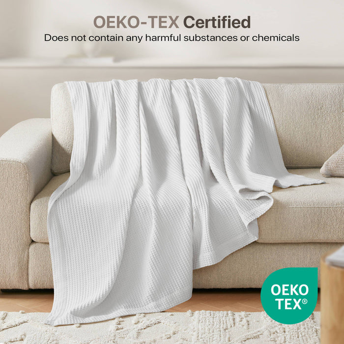 Waffle Weave - Twin Cotton Blanket - White - Simple Home Plus