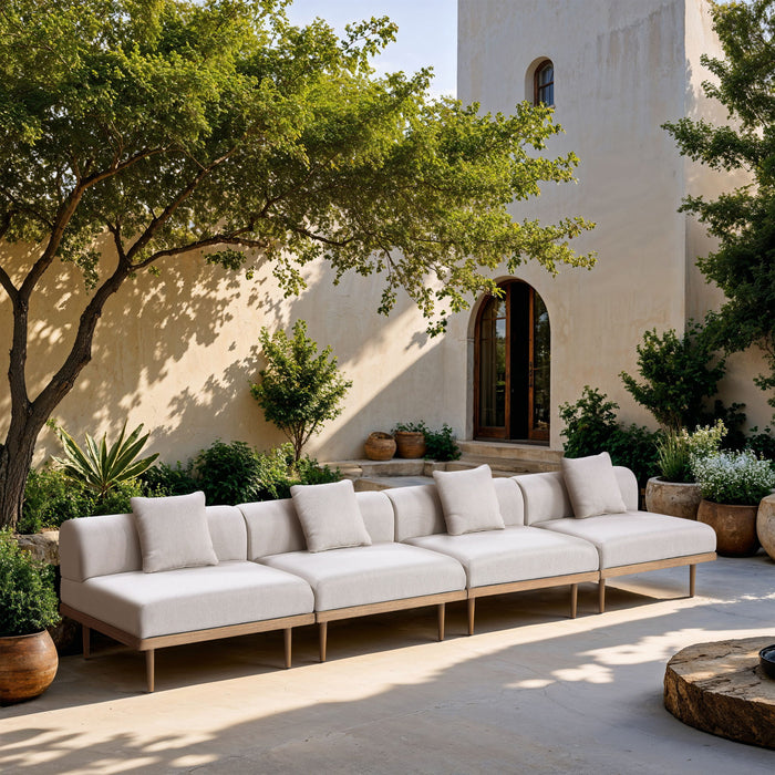 Laguna - 4 Piece 142" Upholstered Outdoor Patio Modular Armless Sofa - Simple Home Plus