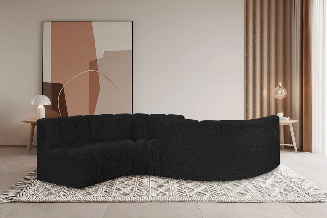 Arc - Boucle Fabric 6 Piece Modular Sofa - Black - Simple Home Plus